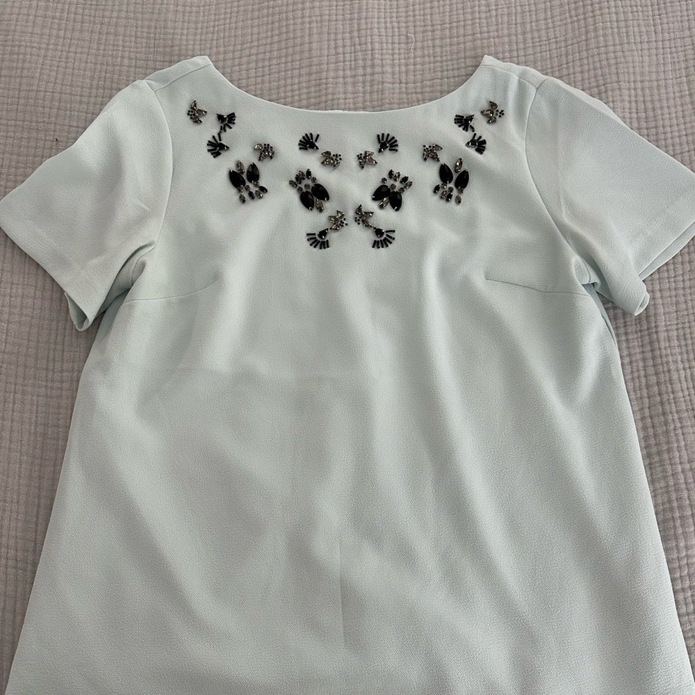Banana Republic Embellished Light Blue Blouse